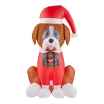 Airblown 6 ft. Inflatable Fuzzy St. Bernard Dog with Barrel Holiday Decoration thumbnail 1