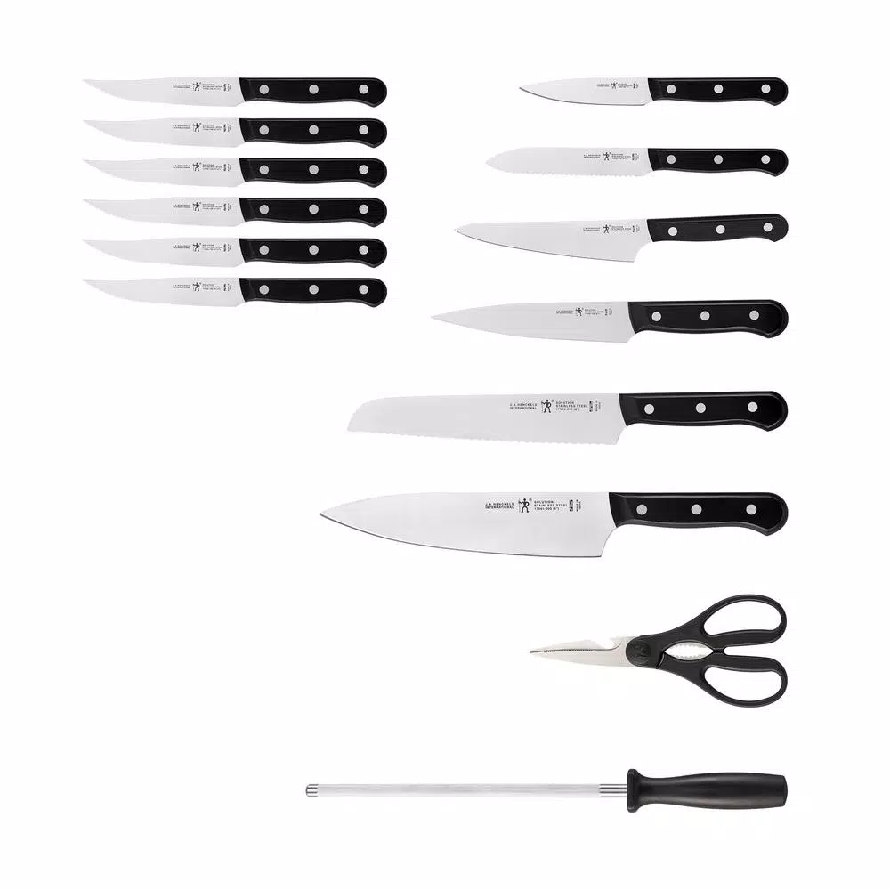 Henckels International Solution 15-Piece Knife Block Set with Hardwood Block