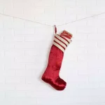 VHC Brands 20 in. Red Memories Glam Christmas Stocking with Gold Ribbon Embellishments thumbnail 2