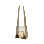 LITTON LANE Large Gold Metal Candle Lantern with Textured Hurricane Glass, 23.5 in thumbnail 2