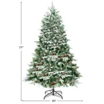 Costway 6.5 ft. Pre-Lit Slim Fraser Fir Artificial Christmas Tree with 450 Warm White LED Lights and Snow Flocking thumbnail 2