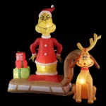 Gemmy 6 ft. Airblown Inflatable Grinch and Max on Sled Holiday Scene with LED Lights thumbnail 7