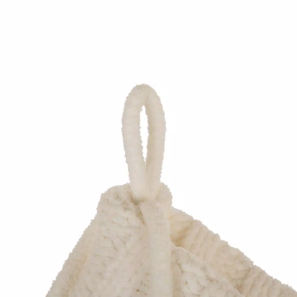 Glitzhome 22 in. White Knitted Christmas Stocking with Red Trim and Pompoms