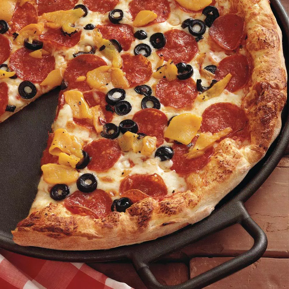 Lodge 14 in. Cast Iron Pizza Baking Pan with Loop Handles