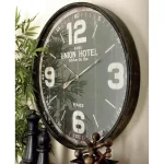 LITTON LANE 35 in. Vintage Round Wall Clock - Distressed Black Metal Industrial Design thumbnail 4