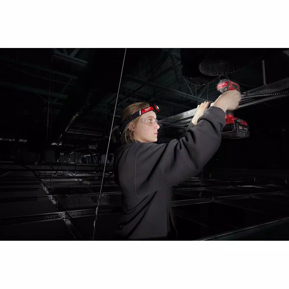 Milwaukee 600 Lumen USB Rechargeable Low-Profile LED Headlamp with BOLT White Type 1 Class C Hard Hat Bundle