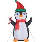 Fraser Hill Farm 10 ft. Penguin and Candy Cane Christmas Inflatable with RGB Lights thumbnail 10