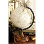 LITTON LANE Nautical Decorative Sepia Globe with Mango Wood Base and Iron Meridian thumbnail 1