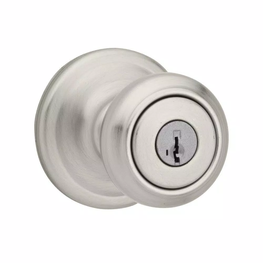 Kwikset Cameron Satin Nickel Keyed Entry Door Knob with SmartKey Security