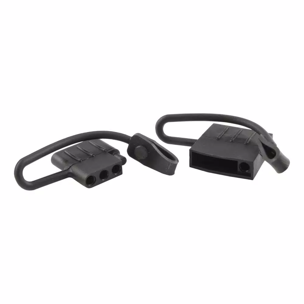 CURT 4-Way Flat Connector Dust Cover Set - Black Rubber Trailer Plug and Socket Covers
