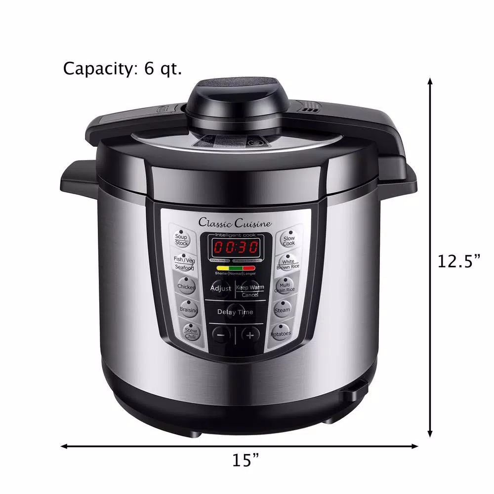 Classic Cuisine 4-in-1 Multi-Function 6 Qt. Silver Electric Pressure Cooker
