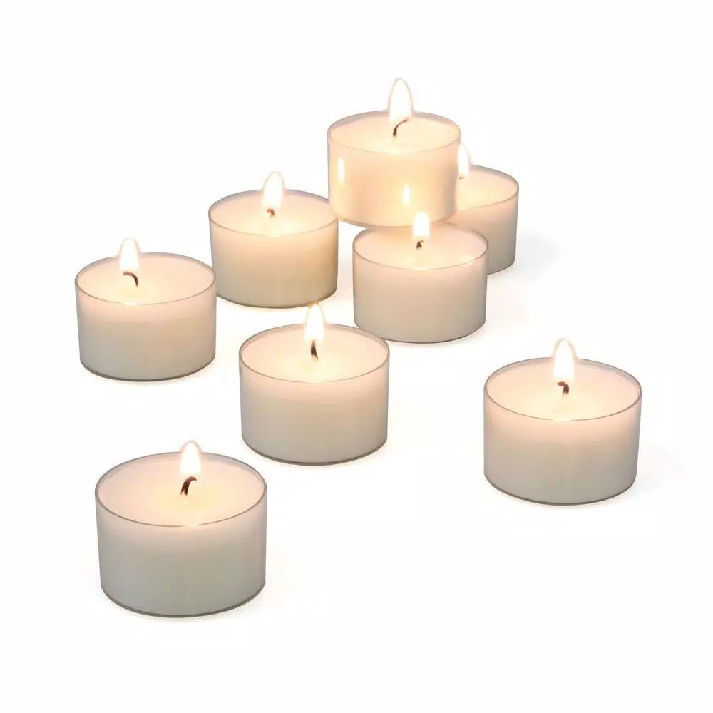 Stonebriar Collection Stonebriar Unscented White Paraffin Tealight Candles, Clear Cup, 48-Pack