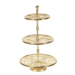 LITTON LANE Modern Reflections 3-Tier Gold Aluminum Tray Stand with Geometric Cut-Outs, 12 x 21 in. thumbnail 2