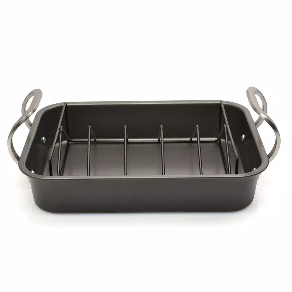BergHOFF EarthChef 13 in. Carbon Steel Non-Stick Roaster Pan with Rack, 7 qt.