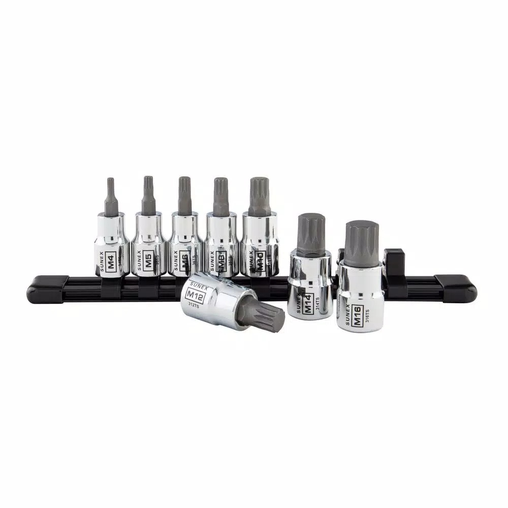 SUNEX TOOLS Sunex 9138HSM 8-Piece Triple Square Bit Socket Set with Aluminum Rail