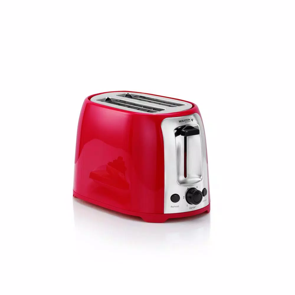 Holstein Housewares 800W 2-Slice Toaster with 6 Browning Levels, Red