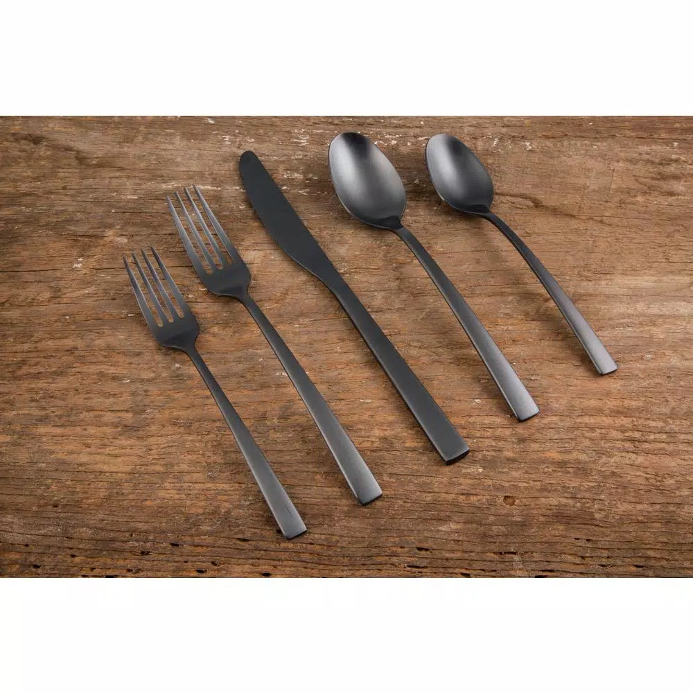 Fiesta Spark Black Satin 18/0 Stainless Steel 20-Piece Flatware Set, Service for 4
