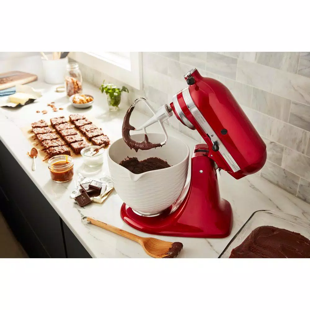 KitchenAid 5 Qt. White Chocolate Textured Ceramic Mixing Bowl for Tilt-Head Stand Mixers