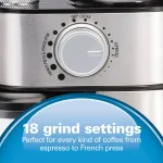 Hamilton Beach 16 oz Stainless Steel Burr Coffee Grinder with 18 Grind Settings thumbnail 6