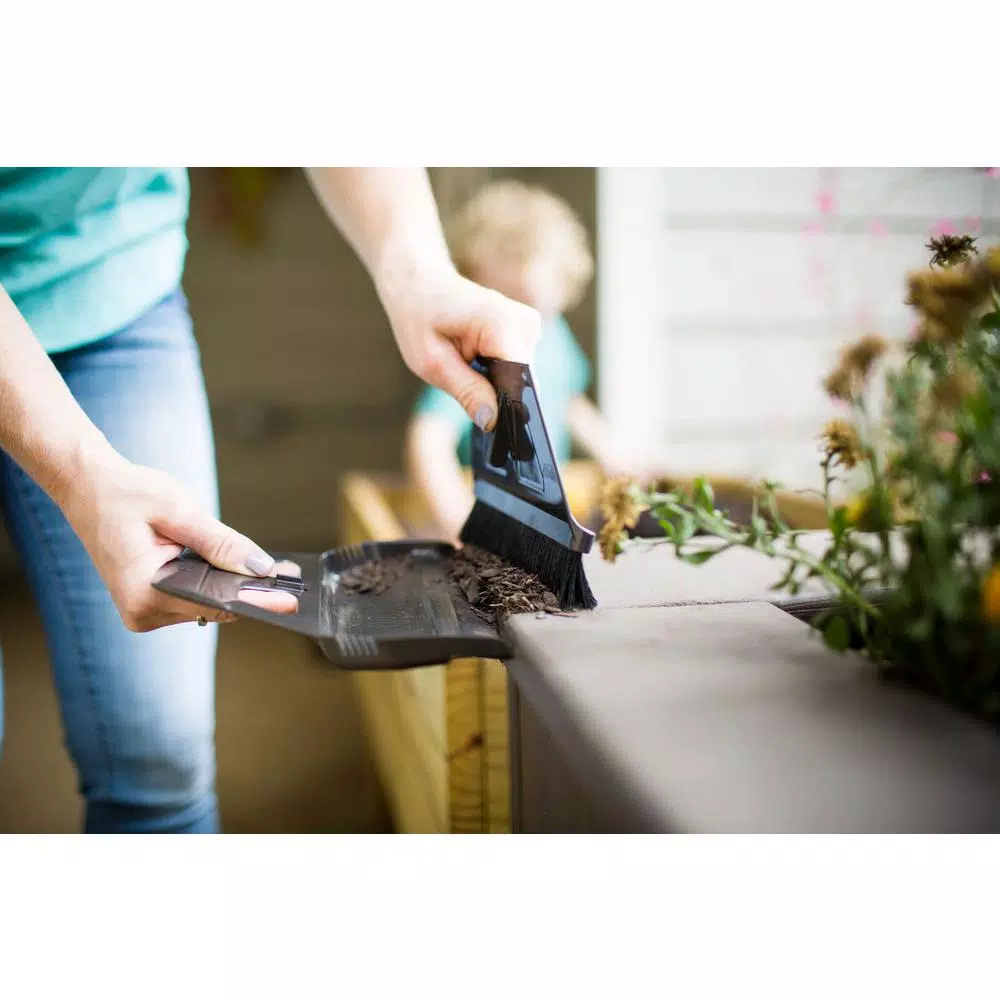WISP miniWISP 6 in. Gray Whisk Broom and 7 in. Plastic Dustpan Set with Electrostatic Bristle Seal Technology