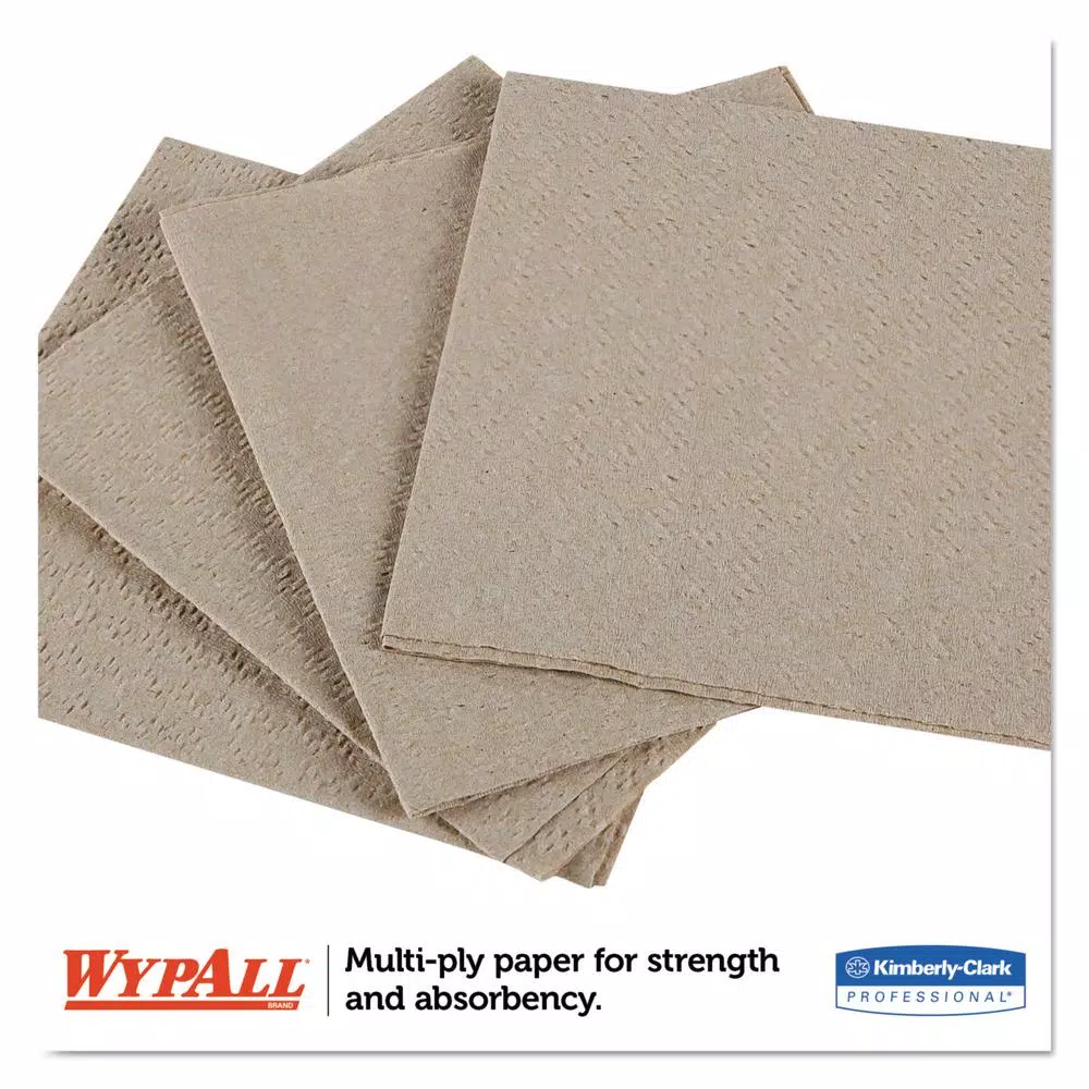 Wypall L20 2-Ply Brown Paper Wipers, 12.5 x 13.25 in, 68/Pack, 12 Packs Per Carton