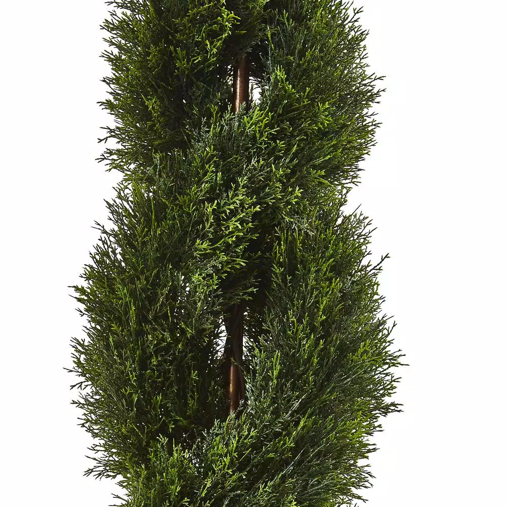 Nearly Natural Double Pond Cypress Spiral Topiary - 4ft UV Resistant Faux Plant for Indoor/Outdoor Use