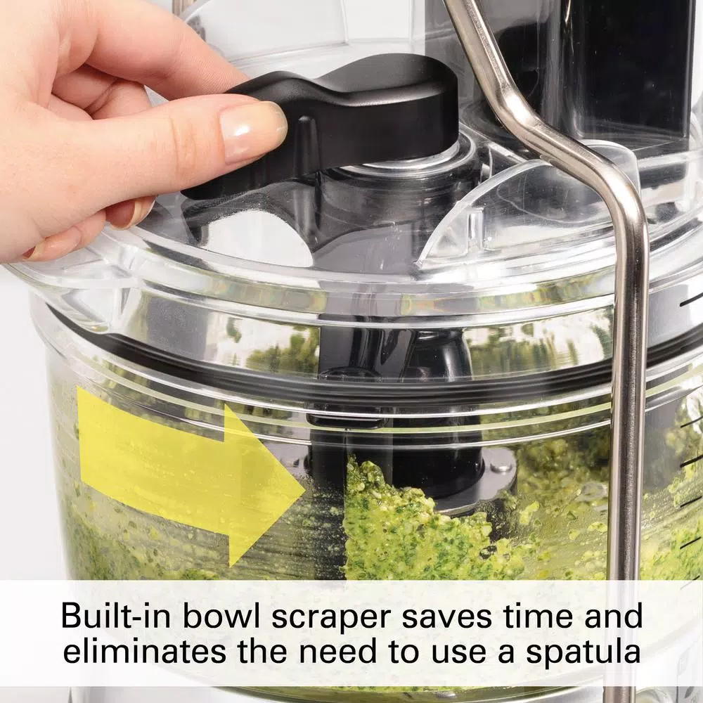 Hamilton Beach Stack & Snap 8-Cup 3-Speed Food Processor with Built-in Scraper, Silver
