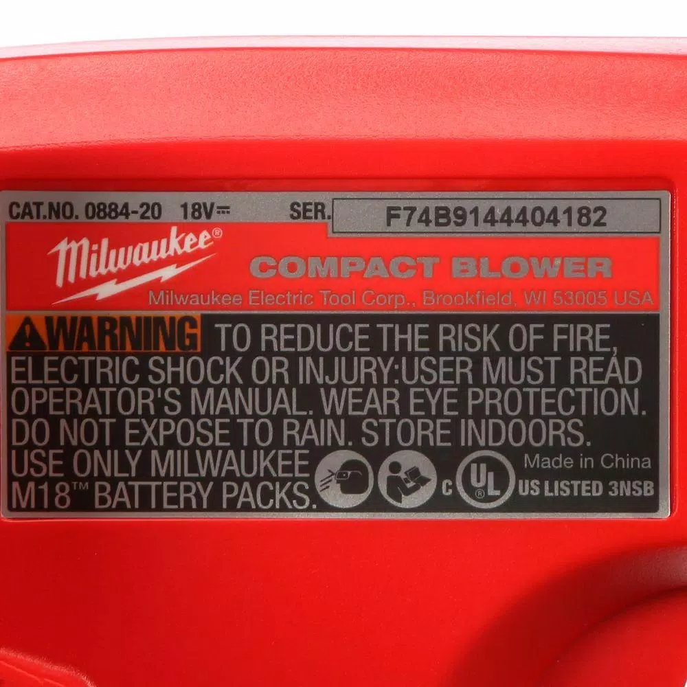 Milwaukee M18 18V Lithium-Ion Cordless Compact Blower (Tool-Only)