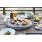 Picnic Time Acacia Wood Lazy Susan Rotating Serving Tray with 1" Chalkboard Rim thumbnail 6