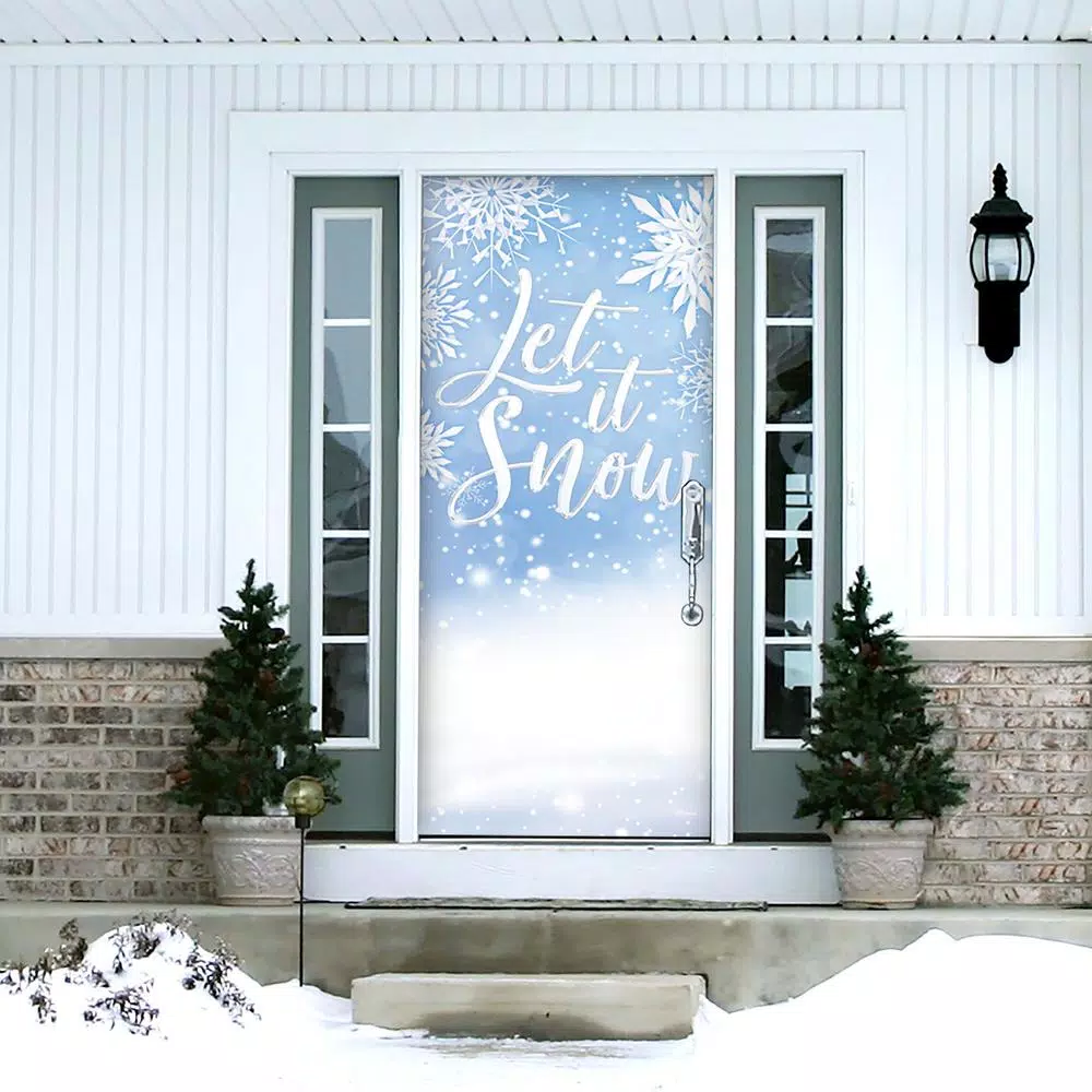 My Door Decor Let It Snow Christmas Front Door Mural Sign, 36 in. x 80 in.