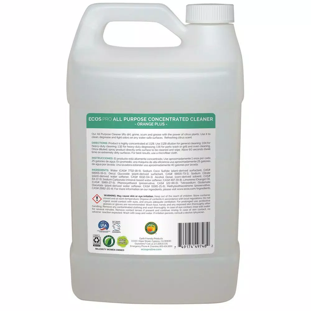 ECOS Pro Orange Plus All Purpose Cleaner and Degreaser Concentrate, 1 Gallon