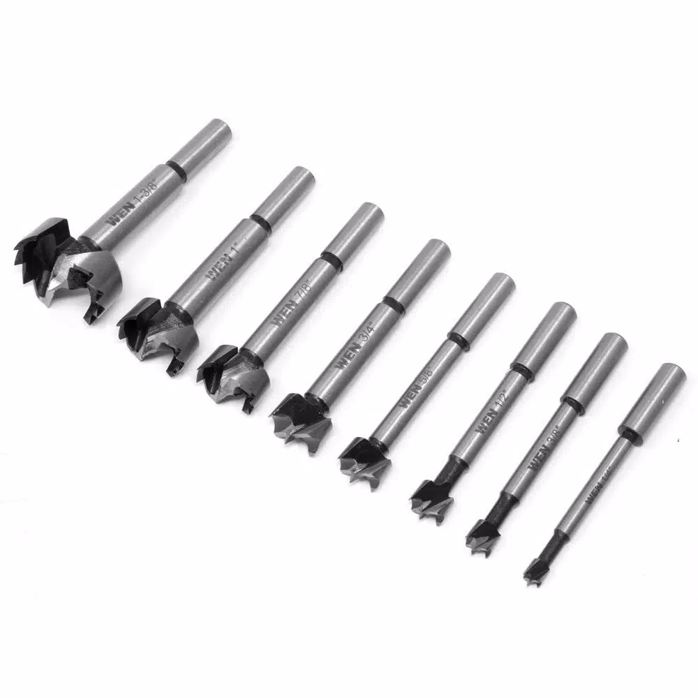 WEN 8-Piece Forstner Bit Set with Carrying Case, High Carbon Steel