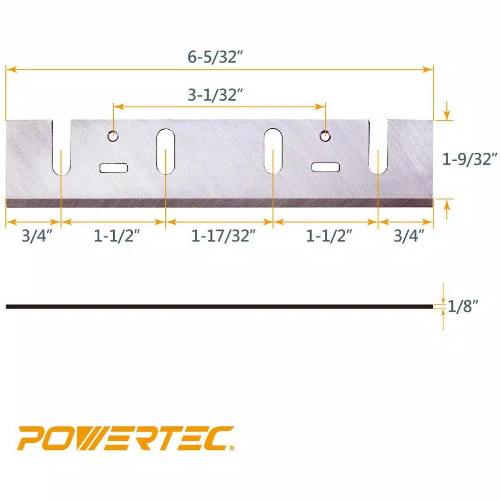 POWERTEC 6-1/8 in. High Speed Steel Replacement Planer Blades for Makita 1805B (Set of 2)