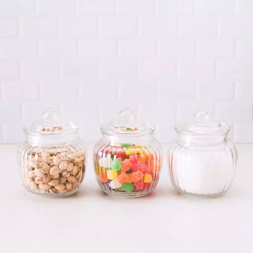 Home Basics 3-Piece Glass Canister Set with Airtight Lids for Food Storage