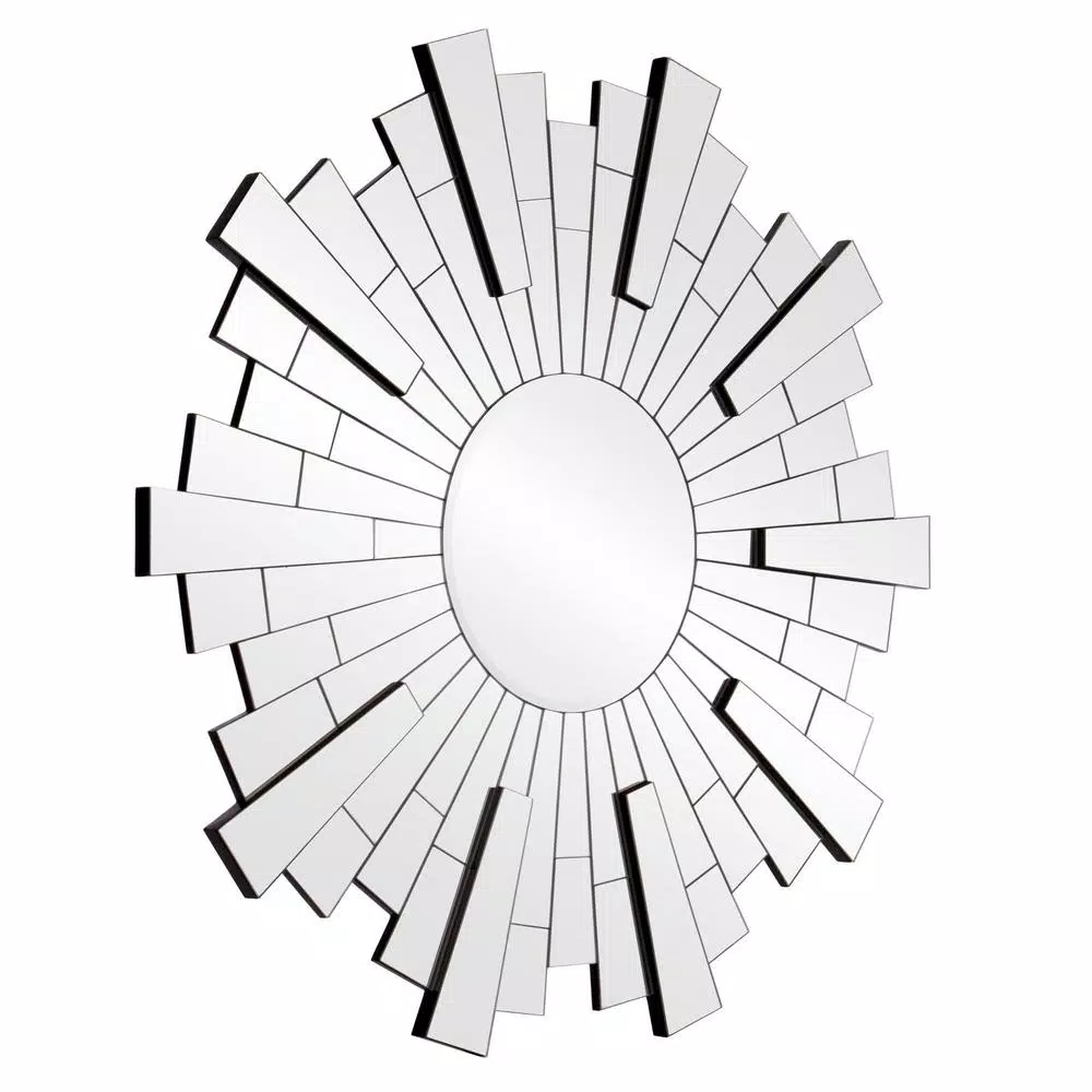 Pinnacle 36 in. Sunburst Silver Beveled Glass Contemporary Accent Mirror