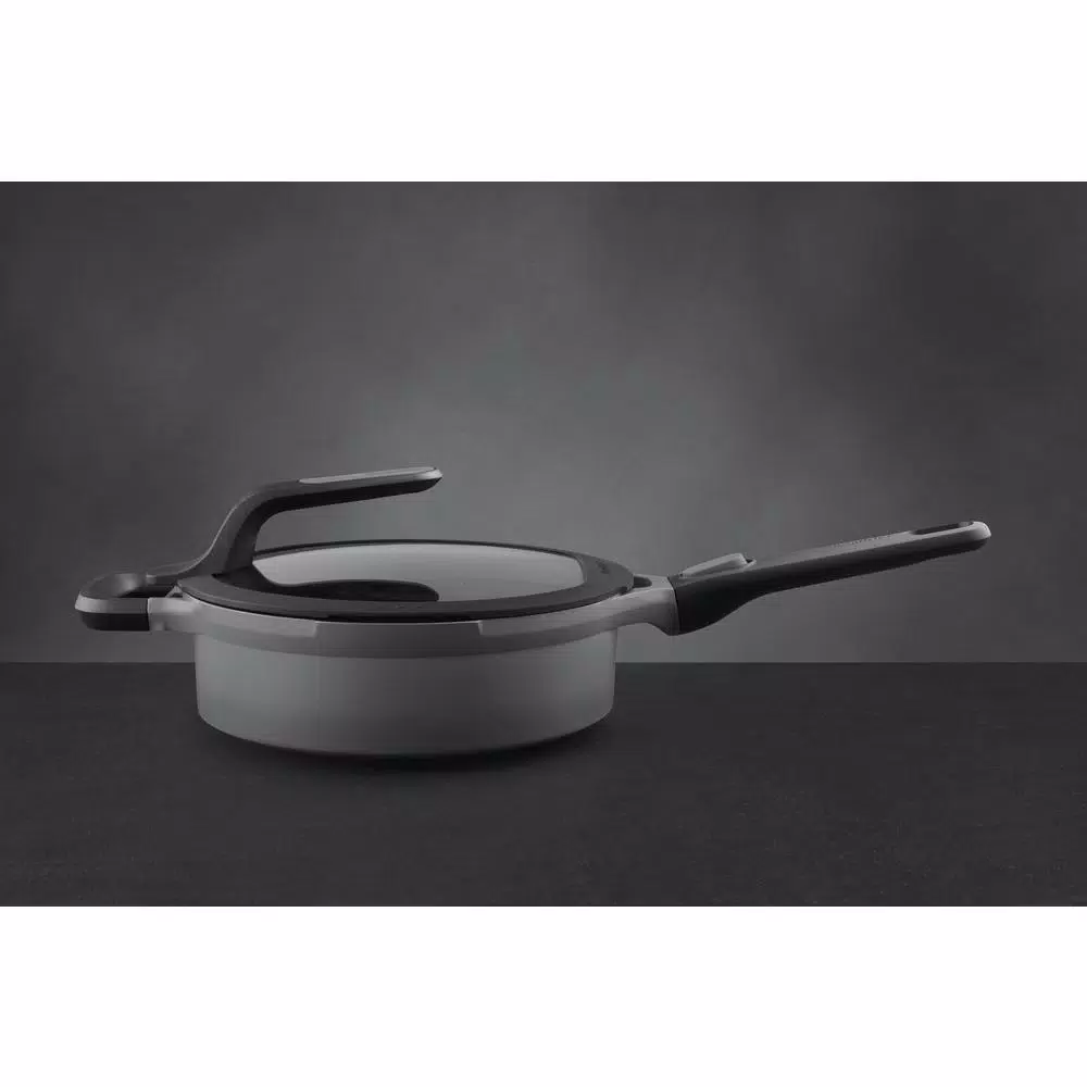 BergHOFF GEM Stay Cool 3.5 qt. Cast Aluminum Nonstick Saute Pan with Glass Lid, Gray
