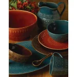 Certified International Aztec 88 oz. Stoneware Bean Pot with Lid, Multi-Colored thumbnail 3