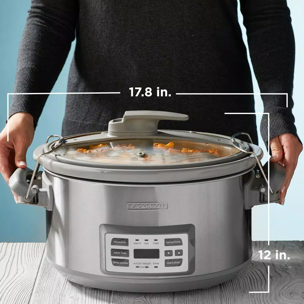 BLACK+DECKER 7 Qt. Stainless Steel Digital Slow Cooker with Temperature Probe and Sous-Vide Function