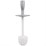 Home Basics Grey Plastic Toilet Brush and Holder Set with Nylon Bristles thumbnail 2
