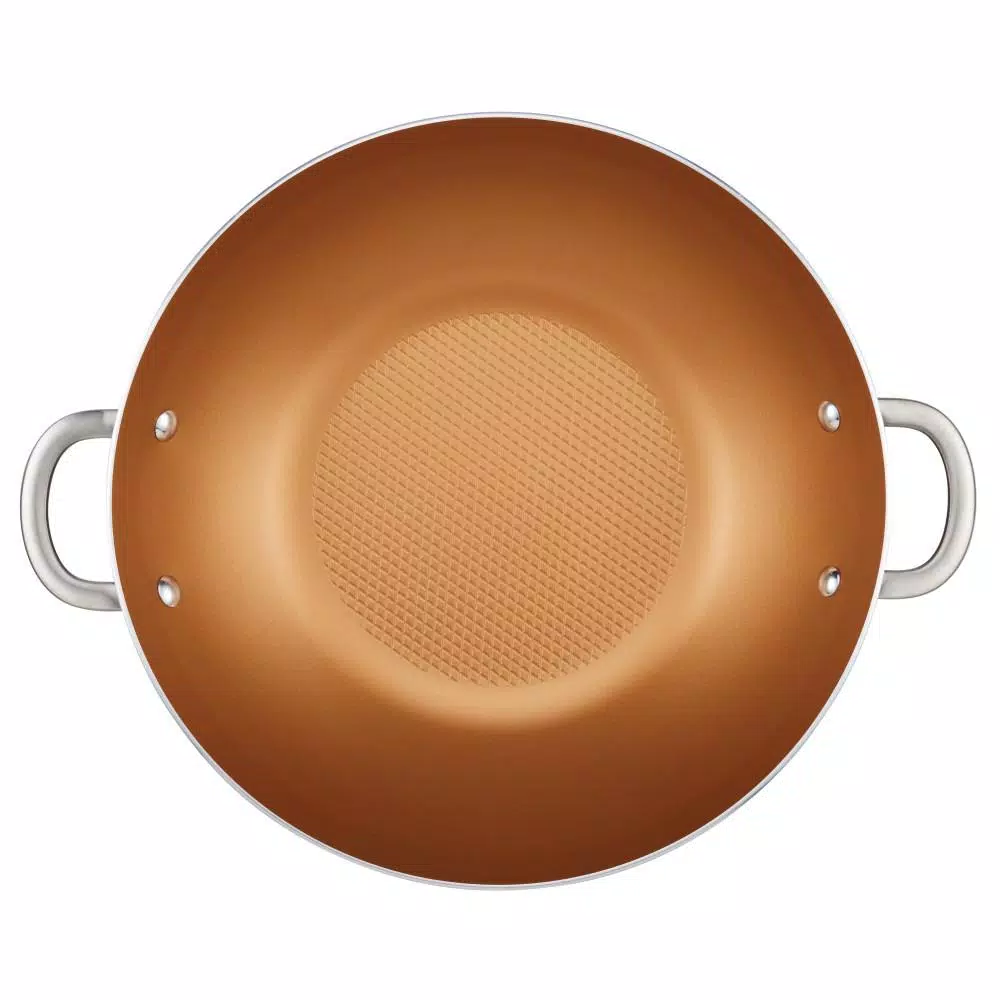 Ayesha Curry Ayesha Home Collection 14 in. Porcelain Enamel Nonstick Aluminum Wok, Brown Sugar