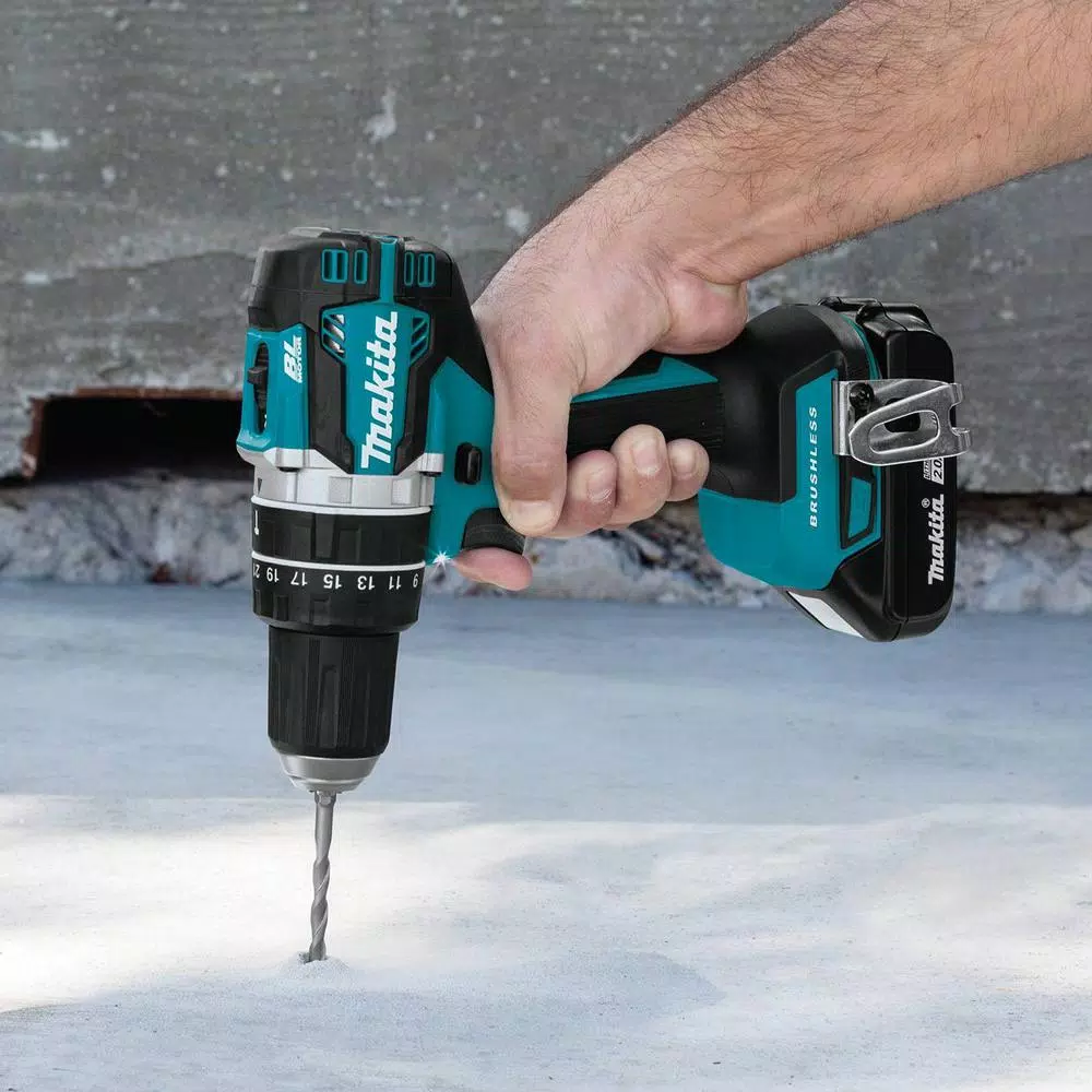 Makita 18V LXT Brushless 1/2 in. Hammer Driver-Drill Kit with (2) 2.0Ah Batteries, Charger and Bag