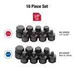 SUNEX TOOLS Sunex 3646 3/8 in. Drive Stubby Impact Hex Driver Set, SAE & Metric, 16-Piece thumbnail 2