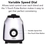 Tribest Glass Personal Blender, 42 oz. 4-Speed Chrome Electric Blender with Stainless Steel Blades thumbnail 7