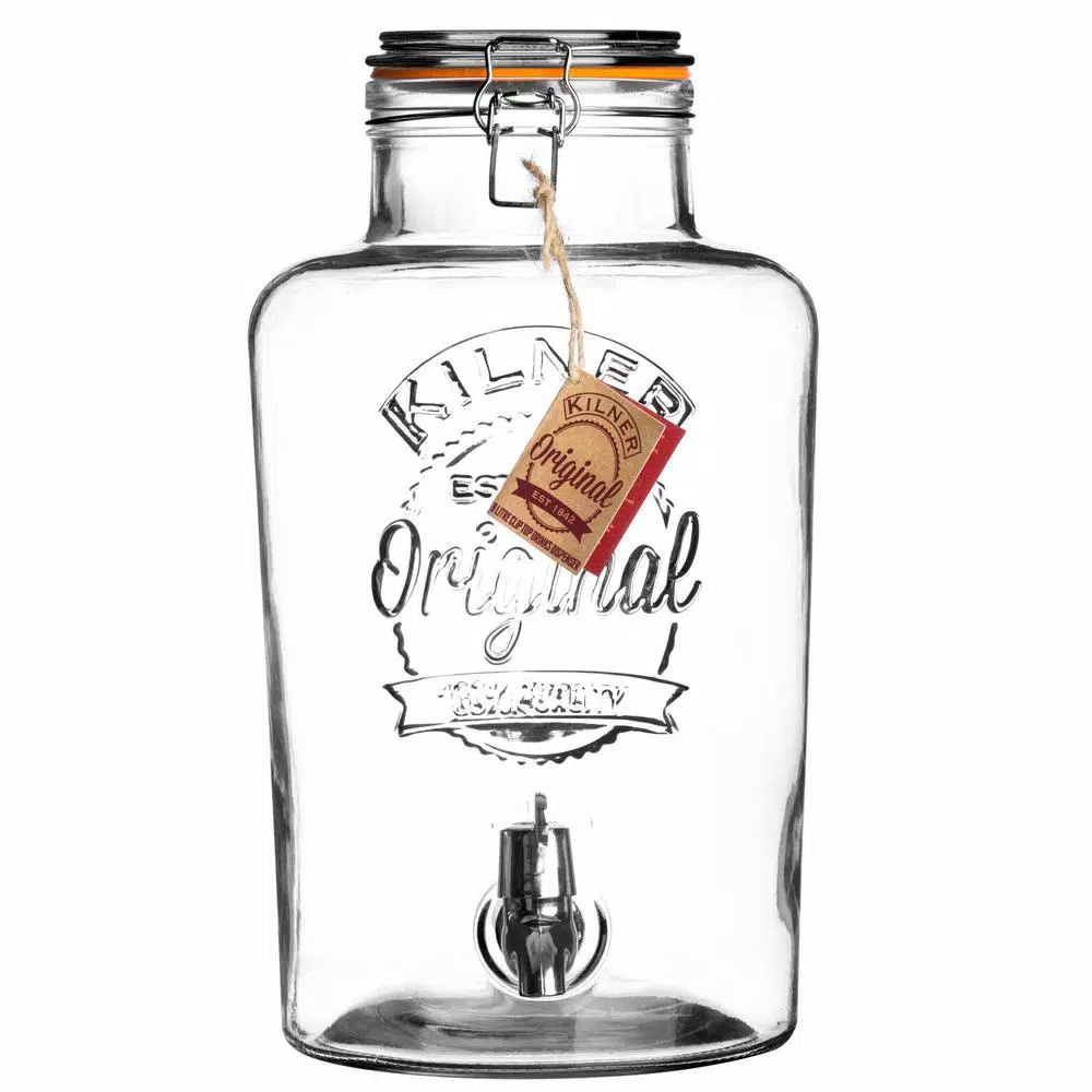 Kilner 2 Gal. Clip Top Glass Beverage Dispenser with Chrome Spigot