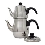 Lavohome Turkish Samovar Style Stainless Steel Double Handle Teapot and Kettle Set, 1.1L & 2.5L thumbnail 1