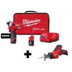 Milwaukee M12 FUEL Surge 12V Brushless 1/4 in. Hex Impact Driver Kit with M12 HACKZALL Reciprocating Saw thumbnail 1