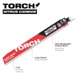 Milwaukee 12 in. Torch Nitrus Carbide 7 TPI Reciprocating Saw Blades, 5-Pack thumbnail 3