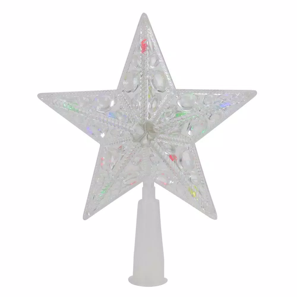 Northlight 6 in. Clear Crystal Jeweled Star LED Christmas Tree Topper with Multi-Color Lights
