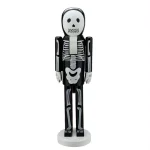 Northlight 14 in. Black and White Skeleton Wooden Halloween Nutcracker Standing Decor thumbnail 1