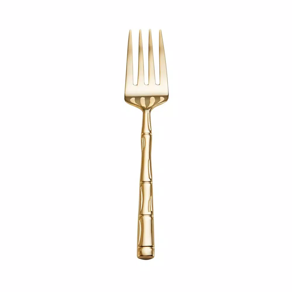 Wallace Gold-Plated Bamboo Design 18/10 Stainless Steel Cold Meat Serving Fork